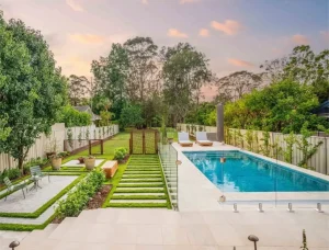 Backyard with Frameless Glass Pool Fencing
