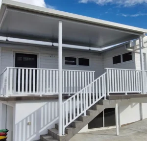 Exterior View of Raised White Balustrades