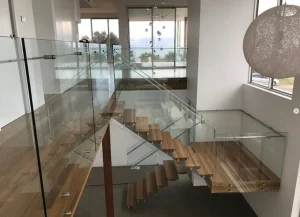 Floating Staircase with Glass Railing