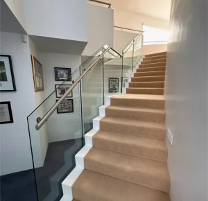 Staircase with Glass and Stainless Railing