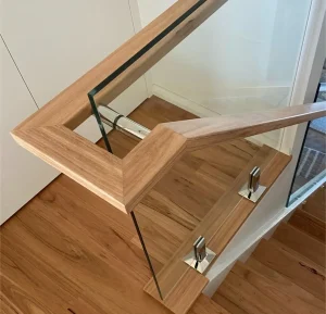 Staircase with Wood and Glass Railings